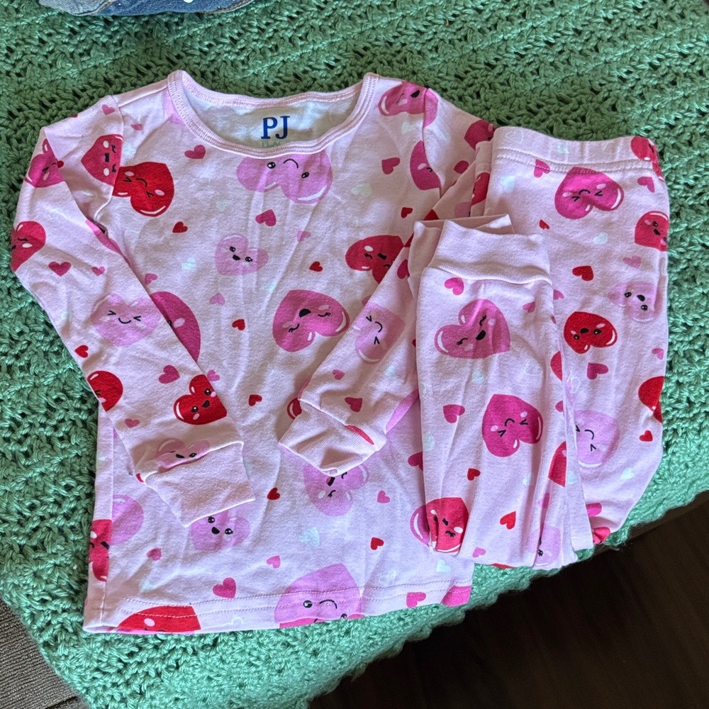 PJ Kids Heart Pajama Set - Pink and Red